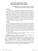 Egalitatea în procesul penal – principiu absolut sau relative